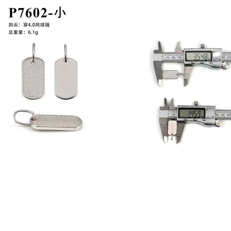 New S925 Silver Moissanite Rectangular Pendant – European & American Hip-Hop Style, Personalized Jewelry - CaratixJewelry